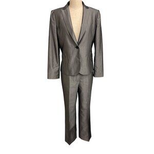 Calvin Klein Womens Gray 2-Piece Suit Blazer & Pants Size 8 Polyester/Rayon